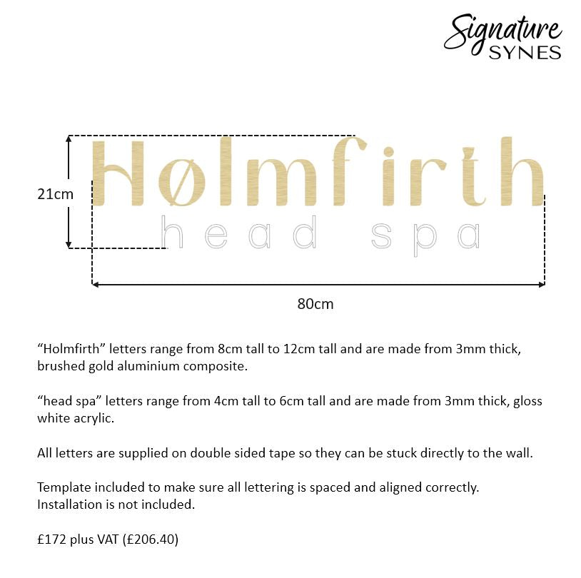 Custom Order - Holmfirth - "BRUSHED GOLD" and gloss white - 80cm wide - double sided tape