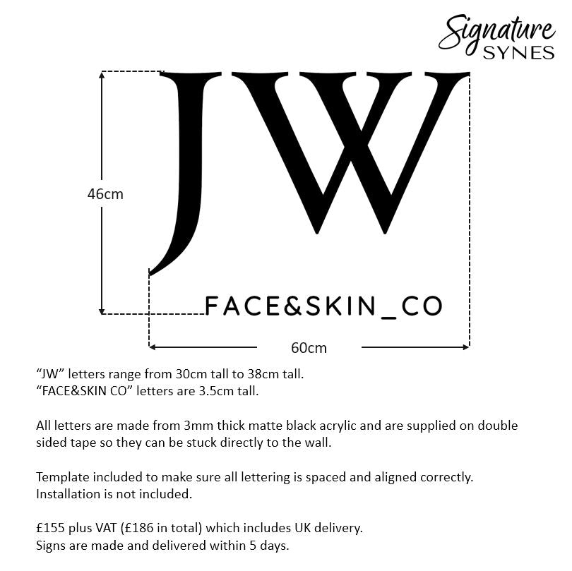 Custom Order - JW FACE & SKIN CO - matte black - 60cm wide - Double Sided Tape