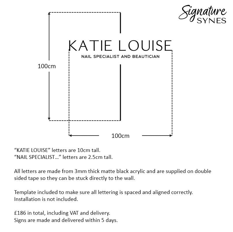 Custom Order - KATIE LOUISE - Matte black - 100cm wide - Double Sided Tape