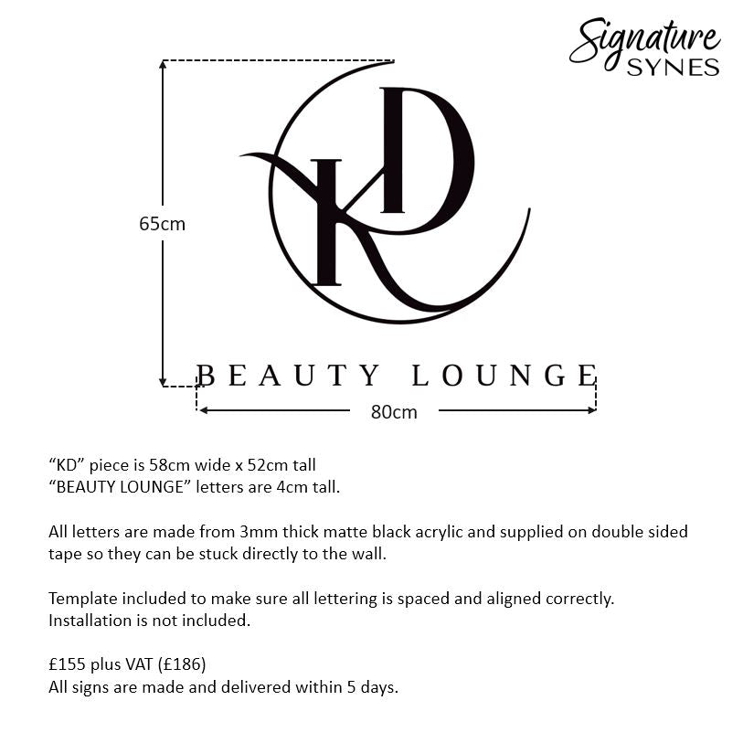 Custom Order - KD BEAUTY LOUNGE - Matte black - 80cm wide - Double Sided Tape