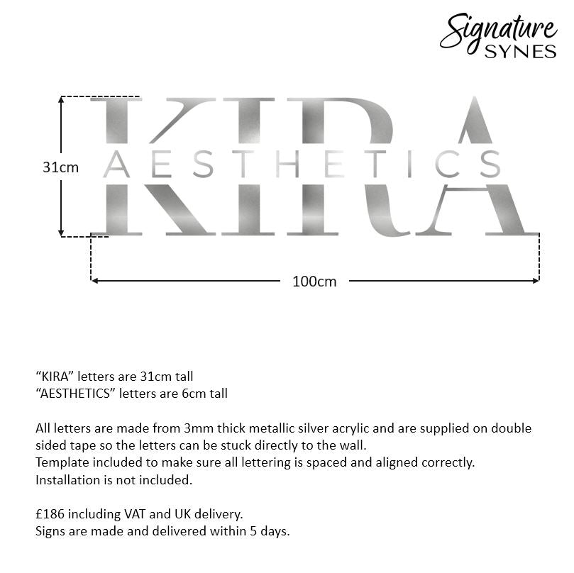 Custom Order - KIRA AESTHETICS - metallic silver - 100cm wide - Double Sided Tape