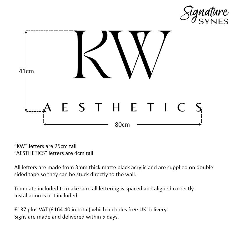 Custom Order - KW AESTHETICS - matte black - 80cm wide - Double Sided Tape