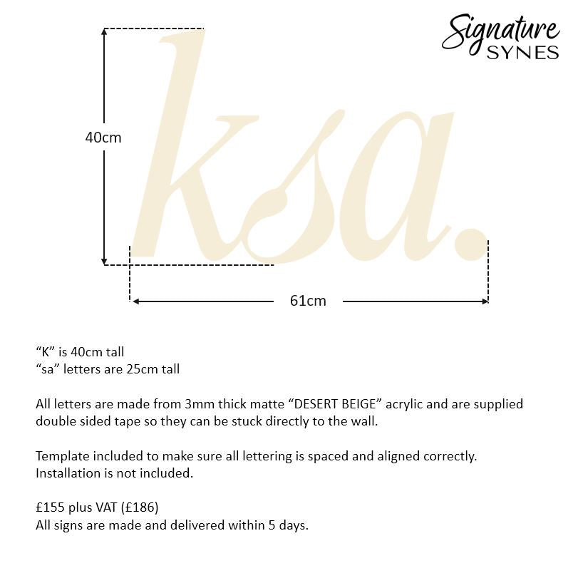 Custom Order - ksa - matte desert beige - 61cm wide - Double Sided Tape