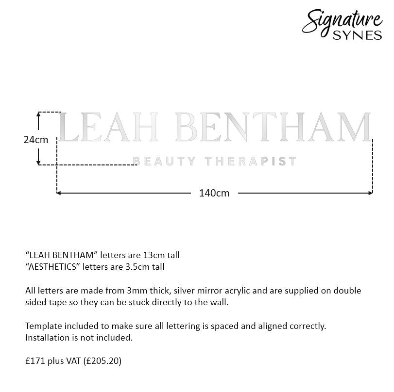 Custom Order - LEAH BENTHAM - mirror silver - 140cm wide - Double Sided Tape