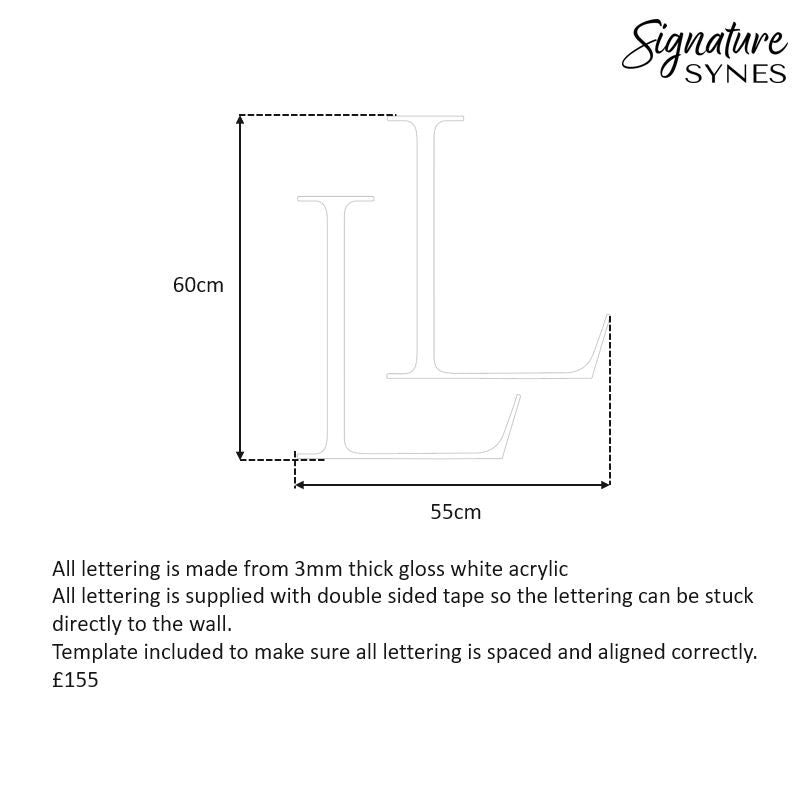 Custom Order - LL - gloss white - 55cm wide - Double Sided Tape