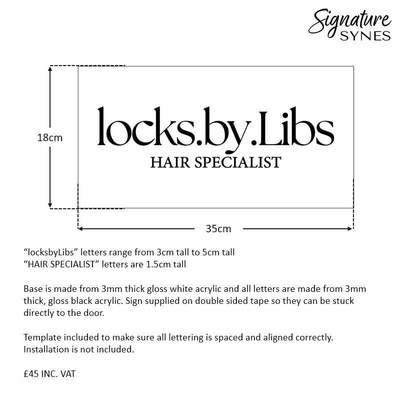 Custom Order - locks.by.Libs - gloss black and gloss white - 35cm wide - Doorway Sign