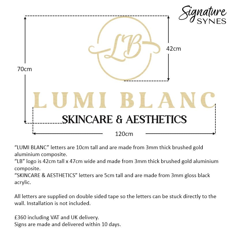 Custom Order - LUMI BLANC - BRUSHED GOLD - SIGN PACKAGE