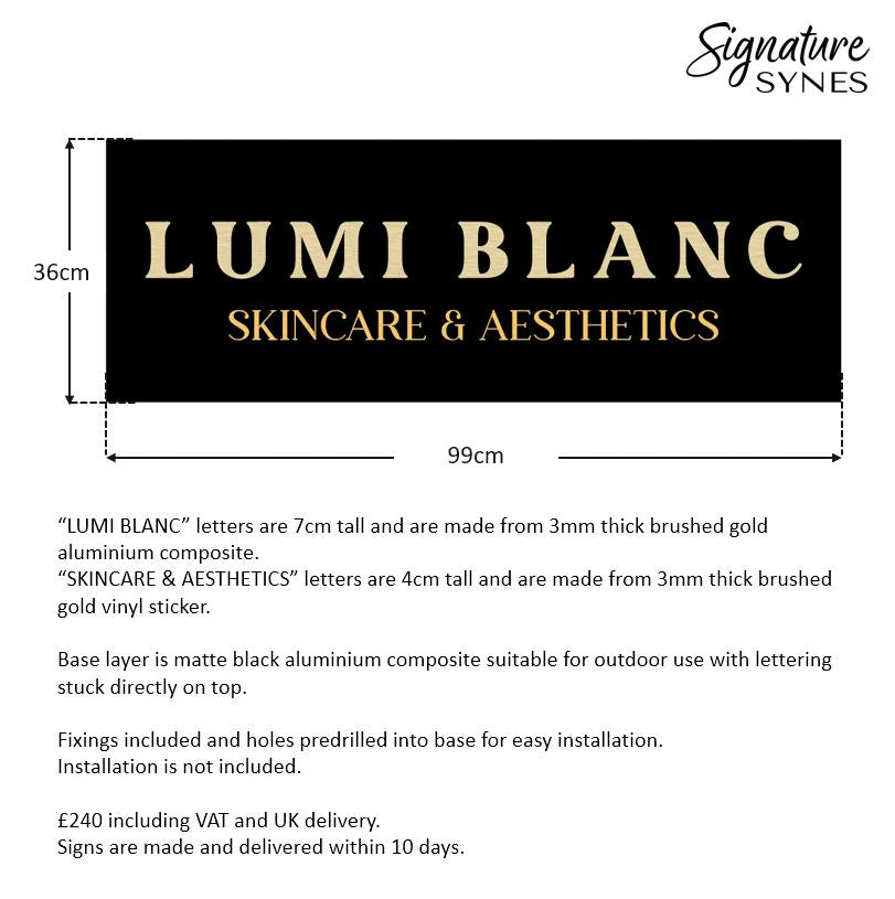 Custom Order - LUMI BLANC - BRUSHED GOLD - SIGN PACKAGE