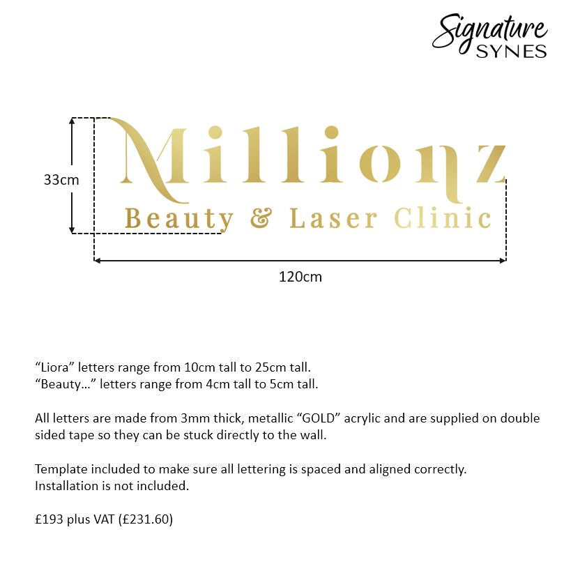 Custom Order - Millionz - metallic "GOLD" - 120cm wide - Double Sided Tape