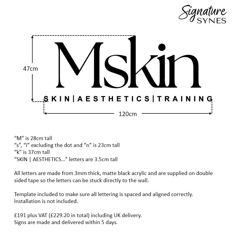 Custom Order - Mskin - Matte black - 120cm wide - Double Sided Tape