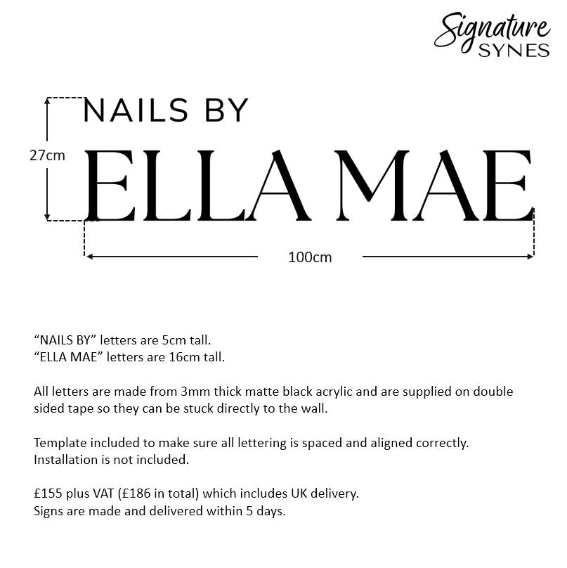 Custom Order - NAILS BY ELLA MAE - Matte black - 100cm wide - Double Sided Tape