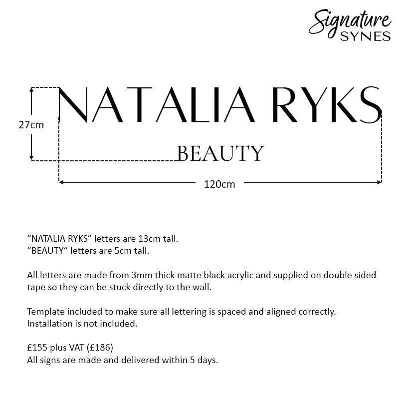 Custom Order - NATALIA RYKS - Matte black - 120cm wide - Double Sided Tape