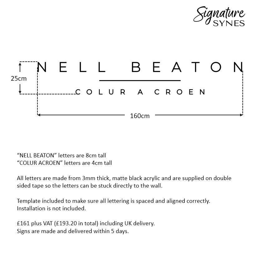 Custom Order - NELL BEATON - Matte black - 160cm wide - Double Sided Tape