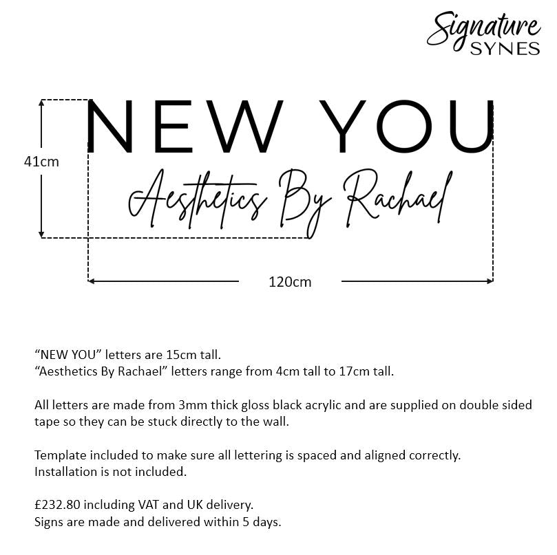 Custom Order - NEW YOU - gloss black - 120cm wide - Double Sided Tape