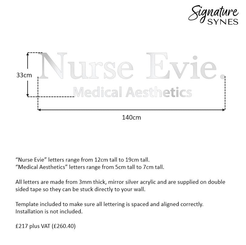 Custom Order - Nurse Evie. - mirror silver - 140cm wide - Double Sided Tape