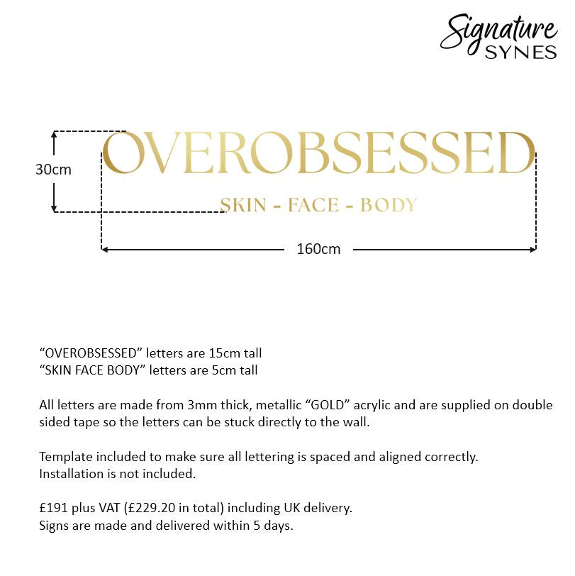 Custom Order - OVEROBSESSED - metallic "GOLD" - 160cm wide - Double Sided Tape