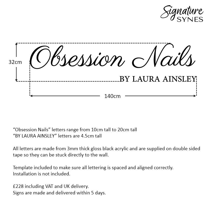 Custom Order - Obsession Nails - gloss black - 140cm wide - Double Sided Tape