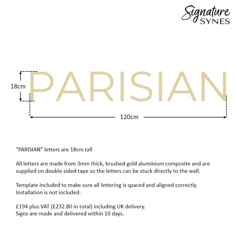 Custom Order - PARISIAN - "BRUSHED GOLD" - 120cm wide - double sided tape