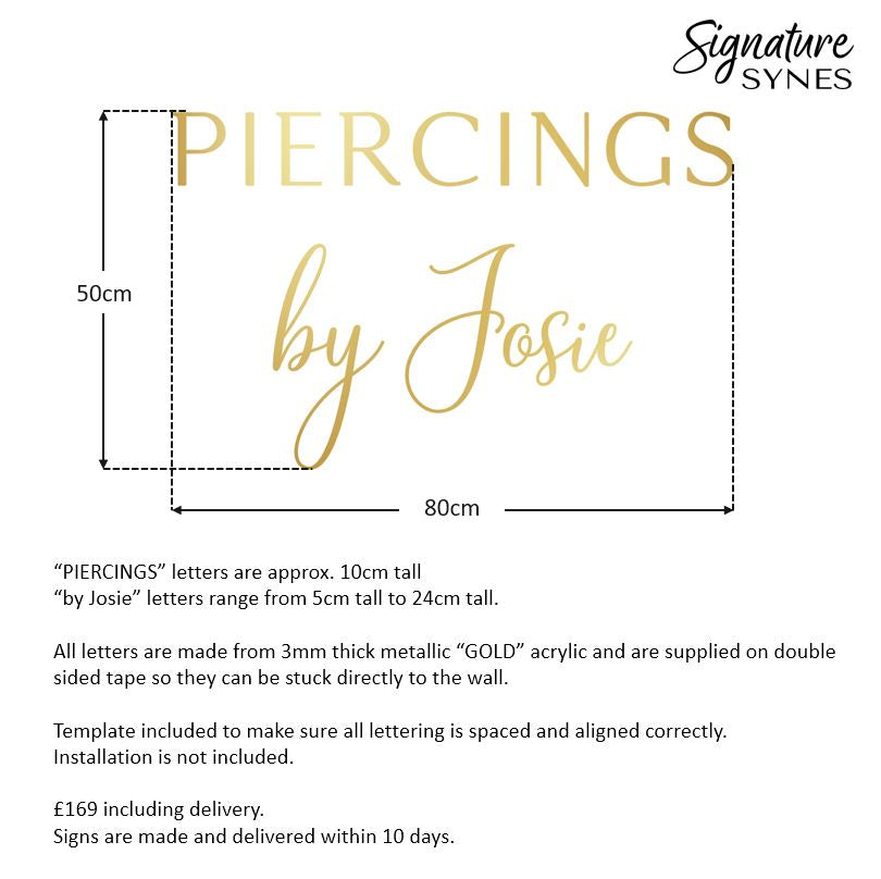 Custom Order INTL - PIERCINGS by Josie - metallic "GOLD" - 80cm wide - Double Sided Tape