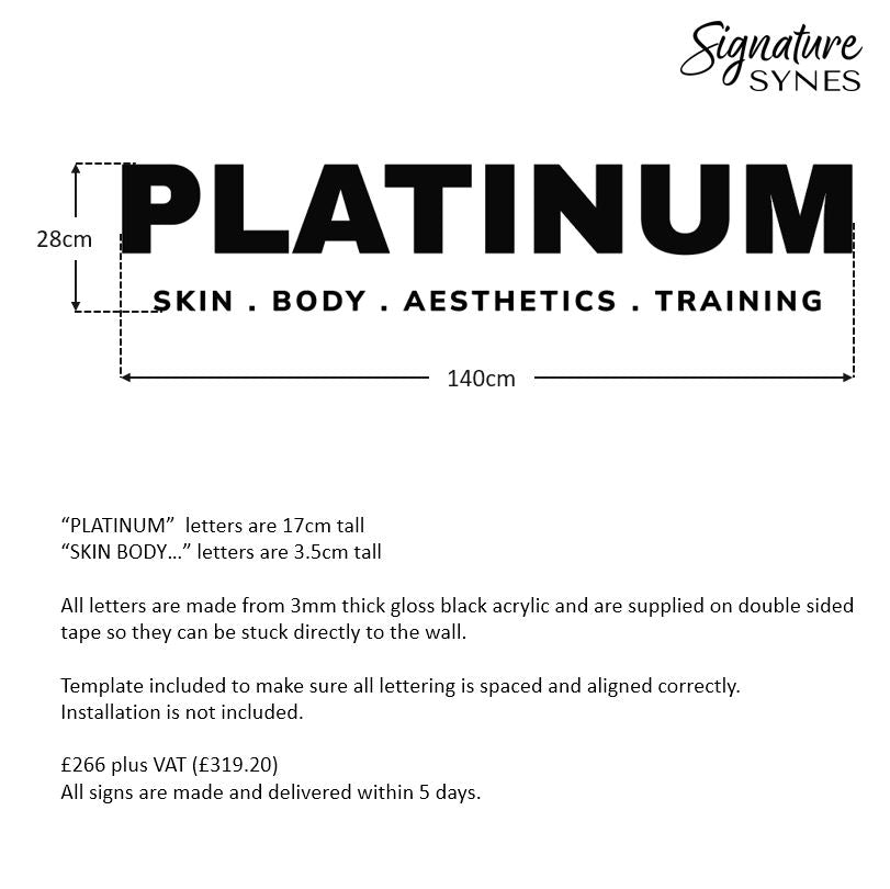 Custom Order - PLATINUM - gloss black - 140cm wide - Double Sided Tape
