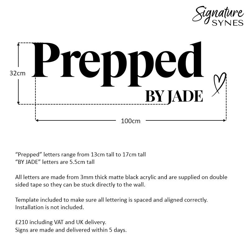 Custom Order - Prepped BY JADE - Matte black - 100cm or 120cm wide - Double Sided Tape