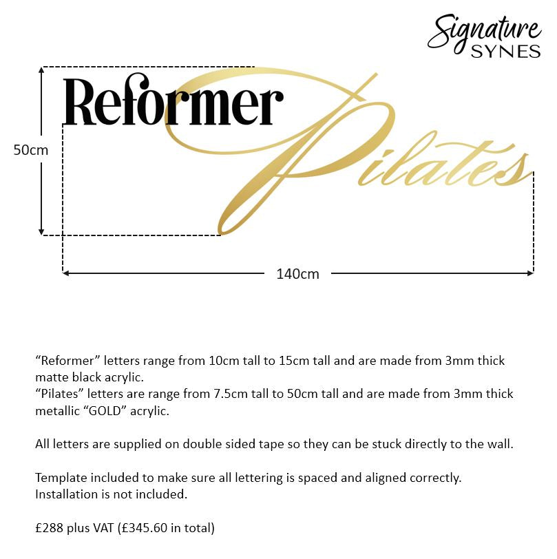 Custom Order - Reformer Pilates - matte black and metallic "GOLD" - 140cm wide - Double Sided Tape