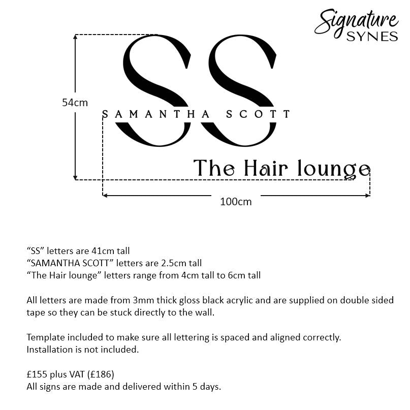 Custom Order - SAMANTHA SCOTT - gloss black - 100cm wide - Double Sided Tape