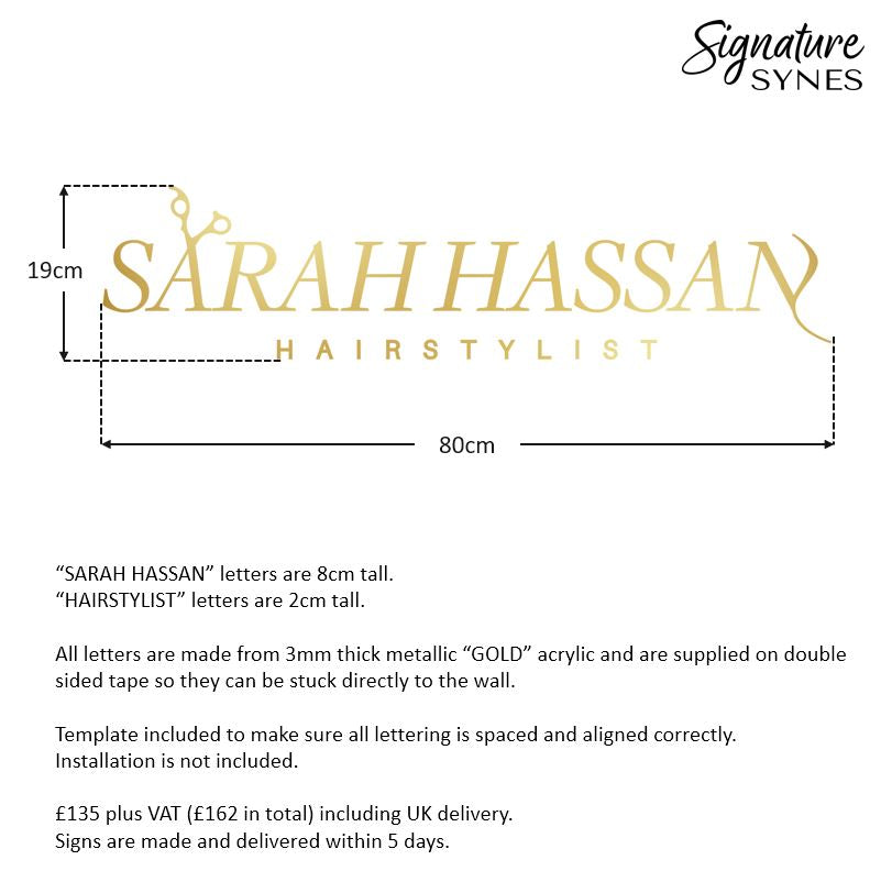 Custom Order - SARAH HASSAN - metallic "GOLD" - 80cm wide - Double Sided Tape