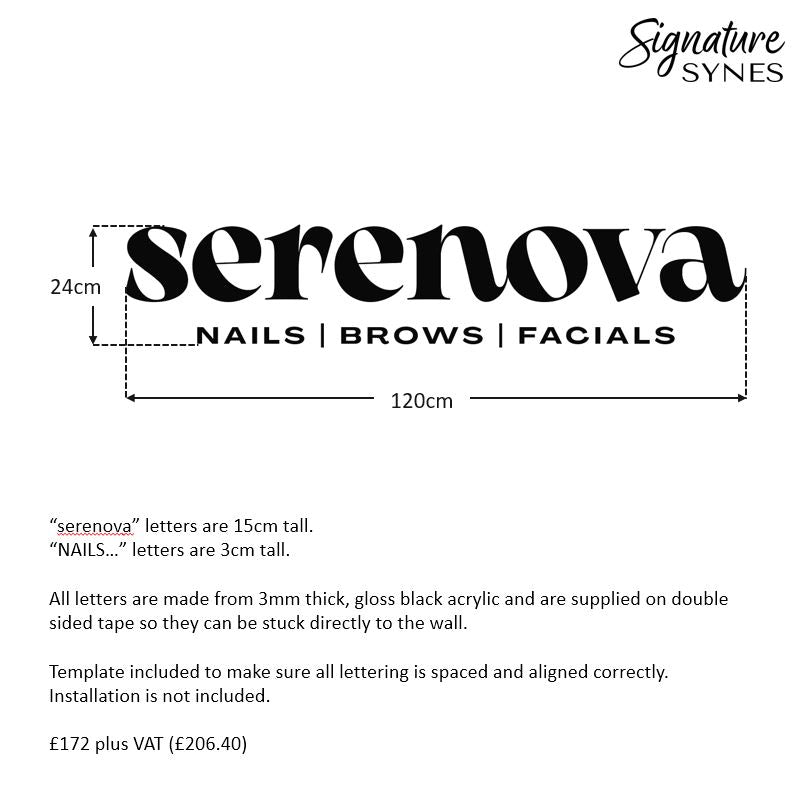 Custom Order - serenova - gloss black - 120cm wide - Double Sided Tape