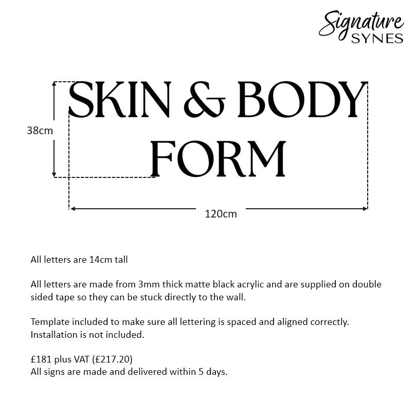 Custom Order - SKIN & BODY FORM - Matte black - 120cm wide - Double Sided Tape