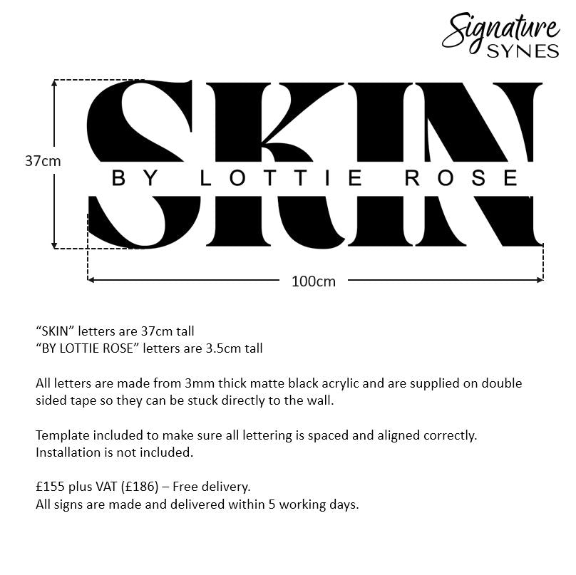 Custom Order - SKIN BY LOTTIE ROSE - Matte black - 100cm wide - Double Sided Tape