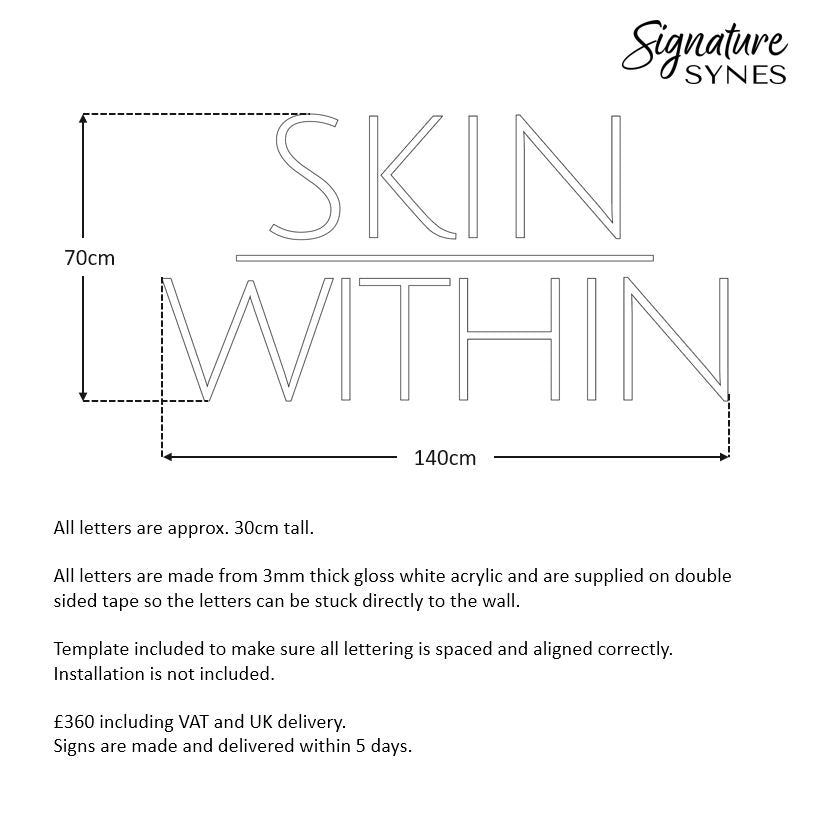 Custom Order - SKIN WITHIN - gloss white - 140cm wide - Double Sided Tape
