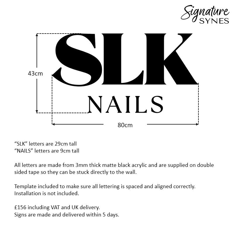 Custom Order - SLK NAILS - matte black - 80cm wide - Double Sided Tape