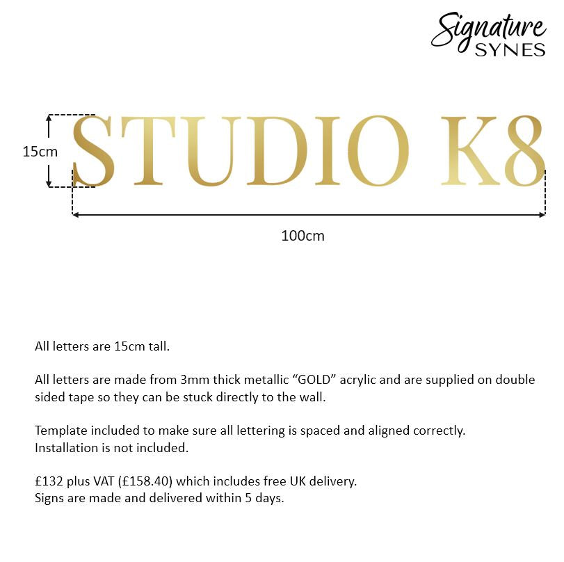 Custom Order - STUDIO K8 - metallic "GOLD" - 100cm wide - Double Sided Tape