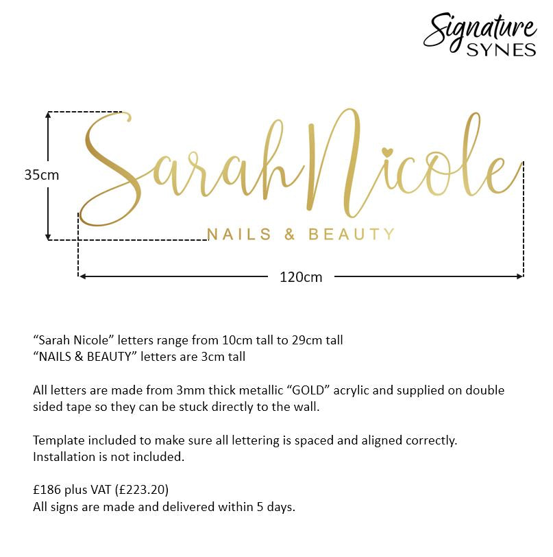 Custom Order - Sarah Nicole - metallic "GOLD" - 120cm wide - Double Sided Tape