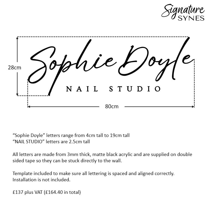 Custom Order - Sophie Doyle - matte black - 80cm wide - Double Sided Tape