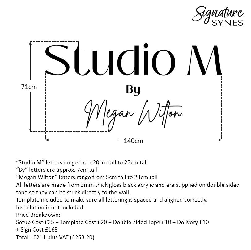 Custom Order - Studio M - gloss black - 140cm wide - Double Sided Tape