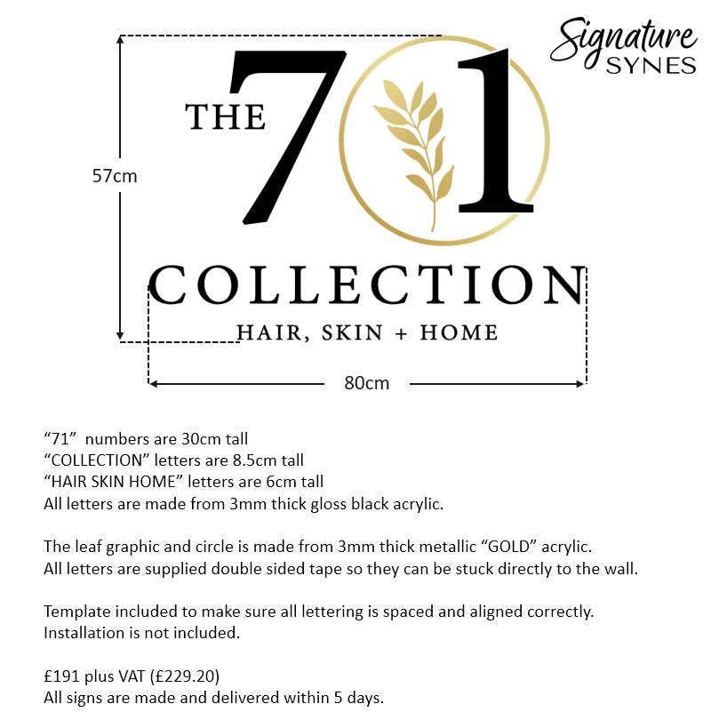 Custom Order - THE 71 COLLECTION - gloss black and metallic "GOLD" - 80cm wide - Double Sided Tape