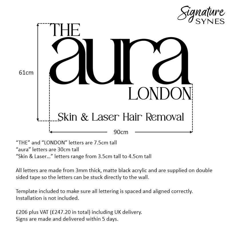 Custom Order - THE aura LONDON - Matte black - 90cm wide - Double Sided Tape
