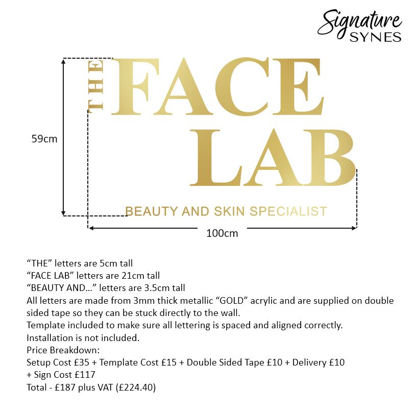 Custom Order - THE FACE LAB - metallic "GOLD" - 100cm wide - Double Sided Tape