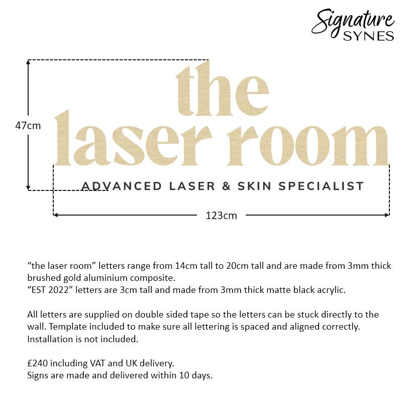 Custom Order - the laser room - "BRUSHED GOLD" and matte black - SIGN PACKAGE