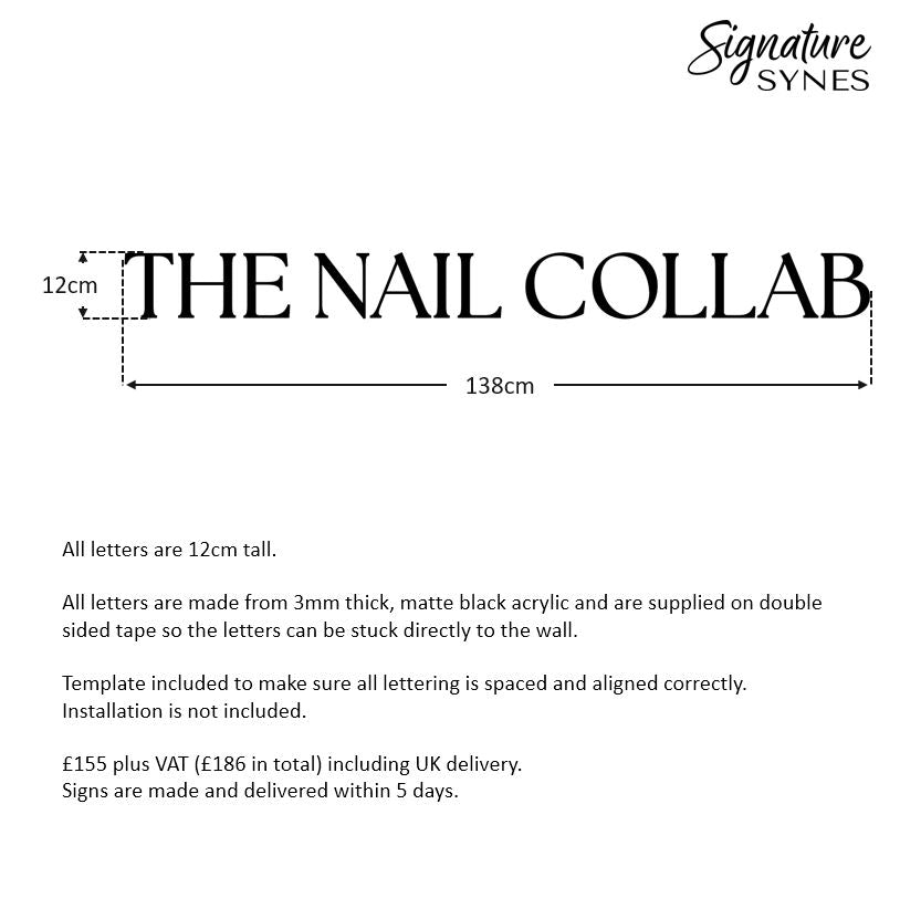 Custom Order - THE NAIL COLLAB - Matte black - 138cm wide - Double Sided Tape