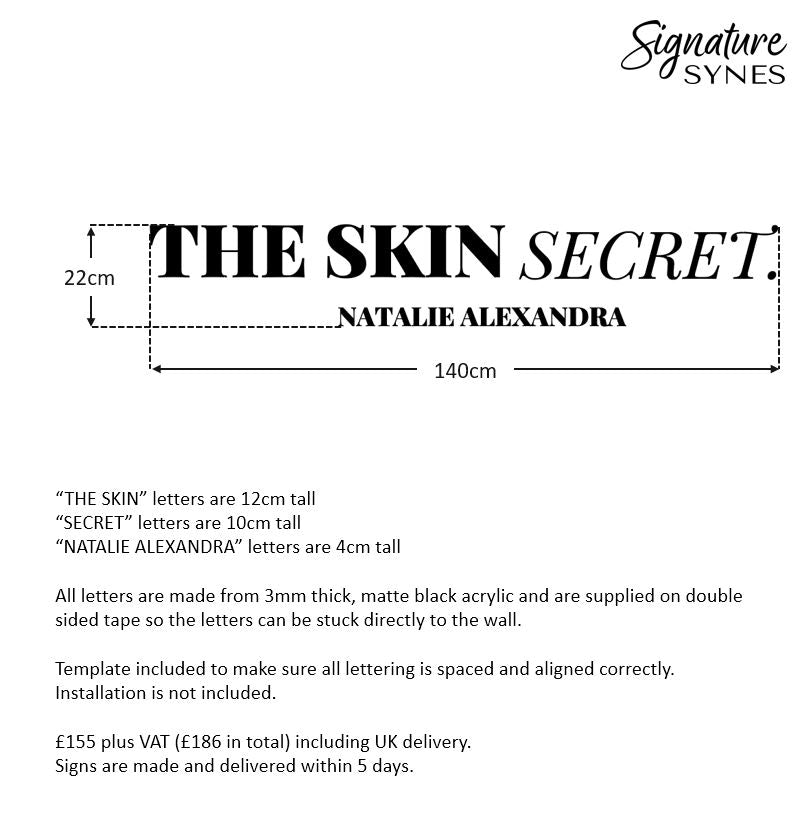 Custom Order - THE SKIN SECRET. - Matte black - 140cm wide - Double Sided Tape