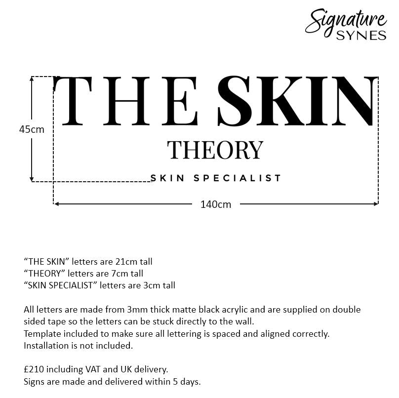 Custom Order - THE SKIN THEORY SKIN SPECIALIST - Matte black - 140cm wide - Double Sided Tape