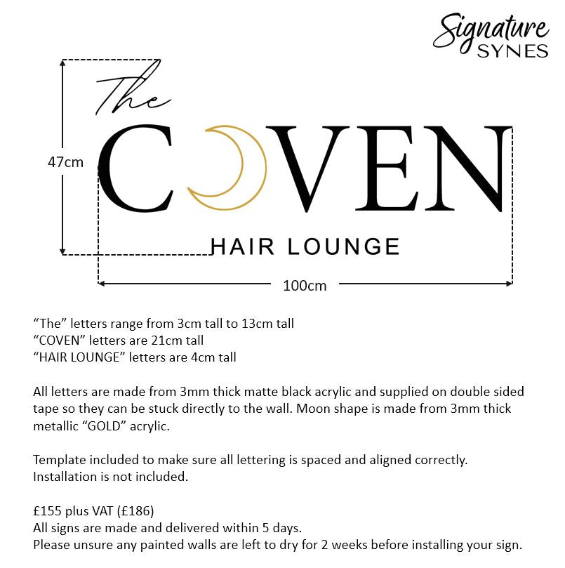 Custom Order - The COVEN - matte black and metallic "GOLD" - 100cm wide - Double Sided Tape
