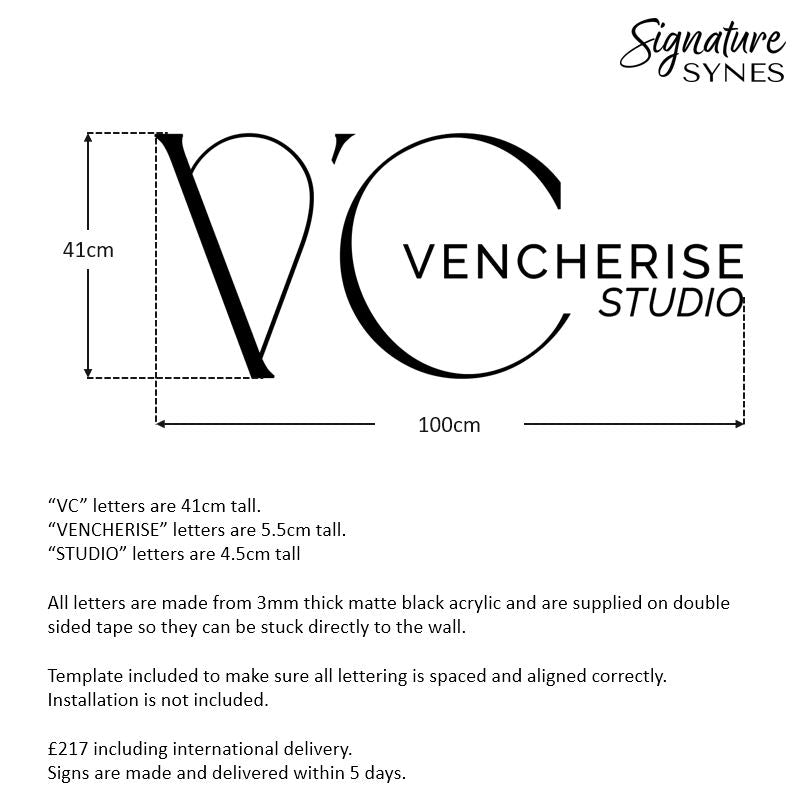 Custom Order INTL - VENCHERISE STUDIO - Matte black - 100cm wide - Double Sided Tape