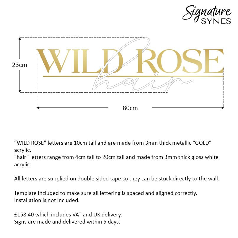 Custom Order - WILD ROSE hair - gloss white + metallic "GOLD" - 80cm wide - Double Sided Tape