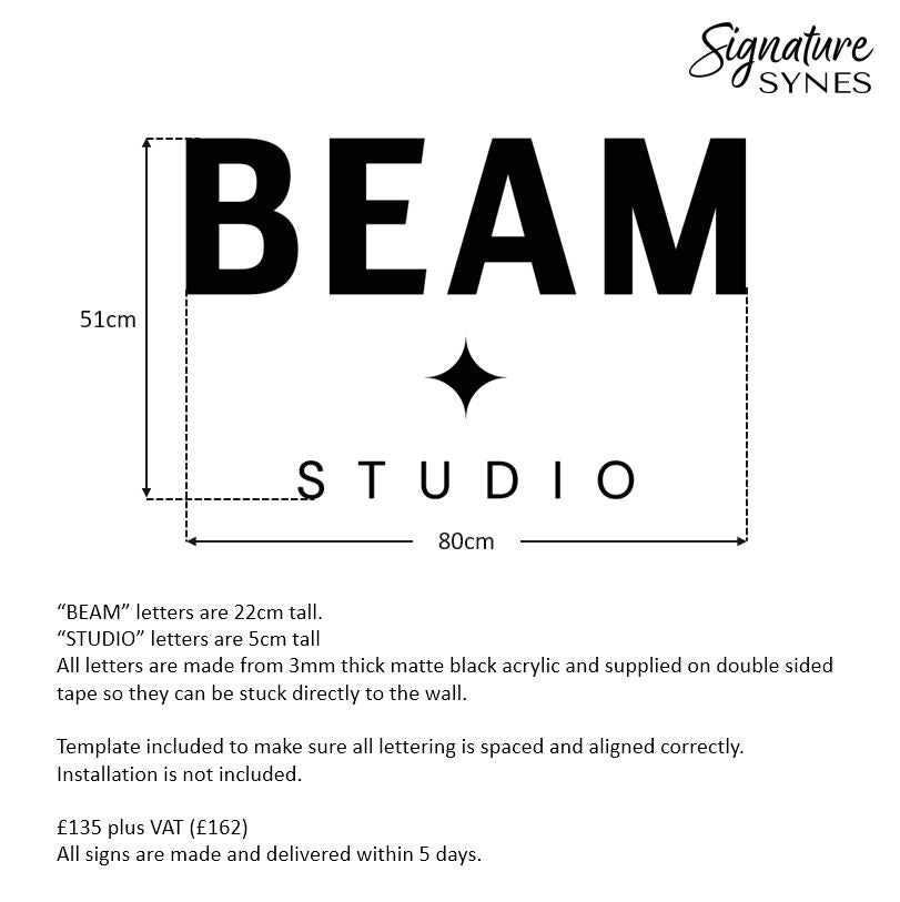 Custom Order - BEAM STUDIO - Matte black - 80cm wide - Double Sided Tape