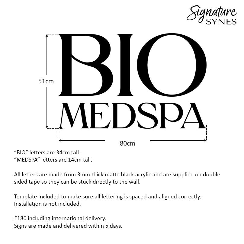 Custom Order - BIO MEDSPA - matte black - 80cm wide - Double Sided Tape