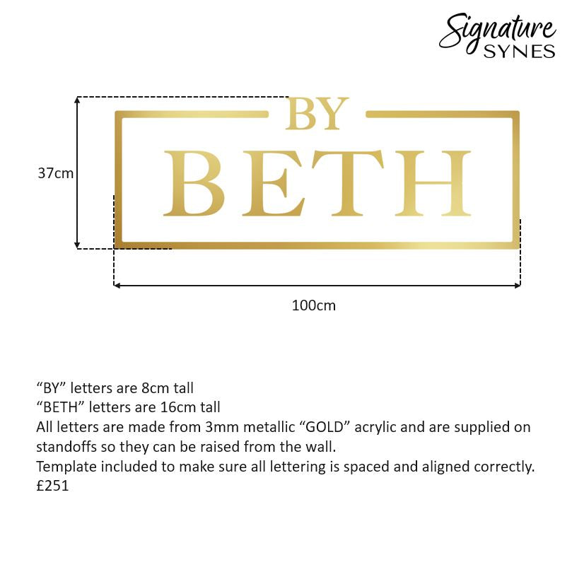 Custom Order - BY BETH - 100cm wide - metallic "GOLD" - standoffs
